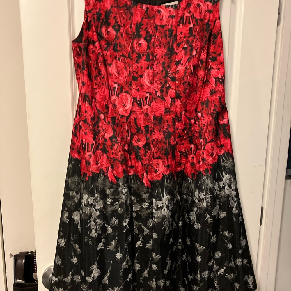 Floral Red and Black Dress